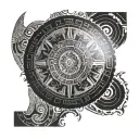 Aztec calendar projector projecting mental tattoo design idea