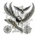 i want something witchy egyptian theme spine tattoo with like greek writing down the spine tattoo design idea