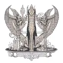 i want something witchy egyptian theme spine tattoo with like greek writing down the spine tattoo design idea