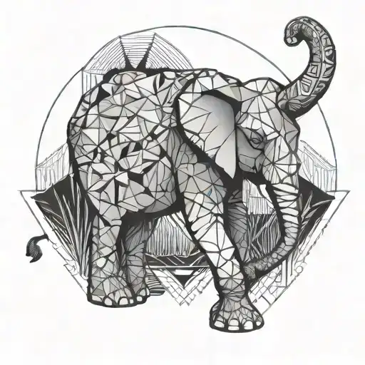 elephant standing tattoo design idea