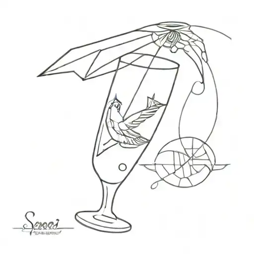 Aperol Spritz, Paperplane, Ocean, Saphire, kombined tattoo design idea