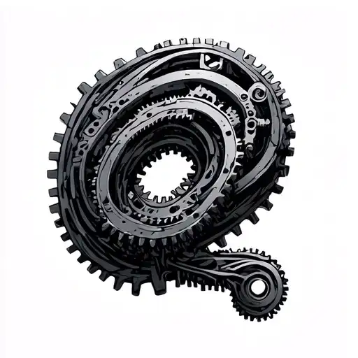 Infinity with mechanisms – an infinity loop in which one of the segments is made of small machine elements, gears tattoo design idea