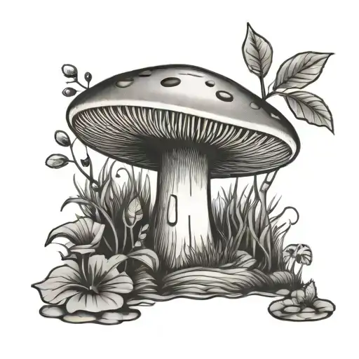 mushroom tattoo design idea