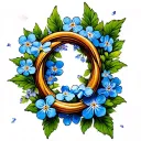 infinity loop, forget-me-not flowers through it tattoo design idea
