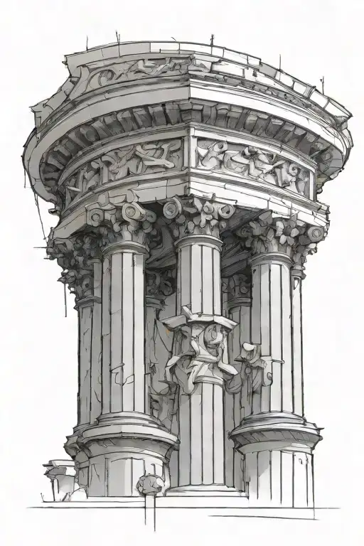 sketch of a column on the Roman pantheon tattoo design idea