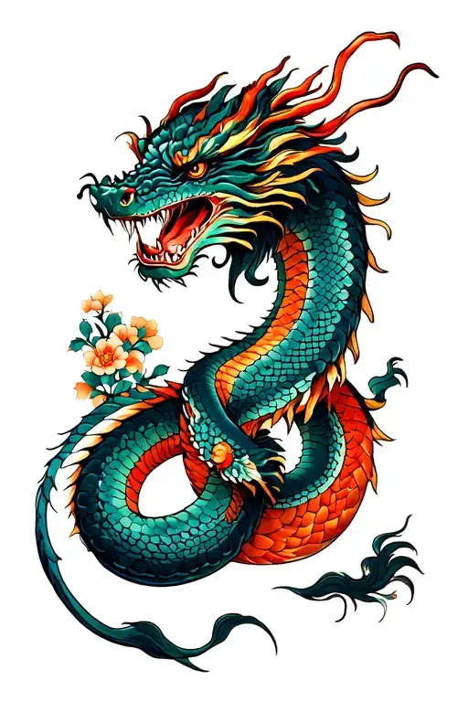 dragon vs anaconda tattoo in a white background tattoo design idea
