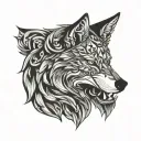 irezumi wolf head tattoo design idea