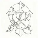 cross and rosary wrapped tattoo design idea