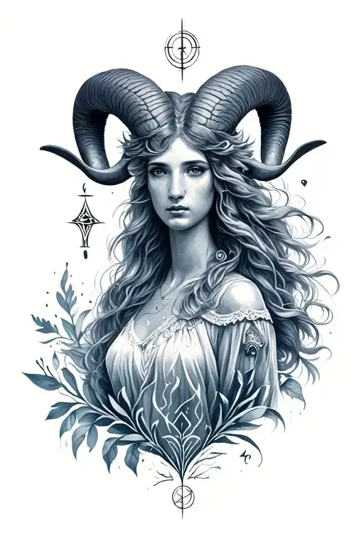 Aries and virgo zodiac sign tattoo design idea
