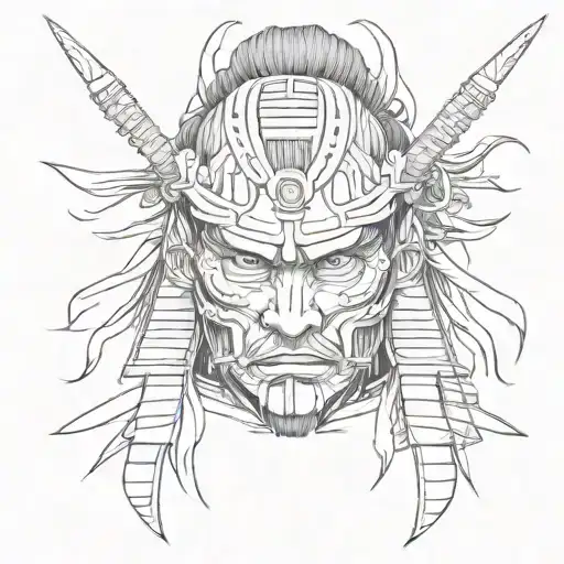 Samurai head tattoo design idea