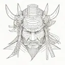 Samurai head tattoo design idea
