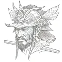 Samurai head tattoo design idea