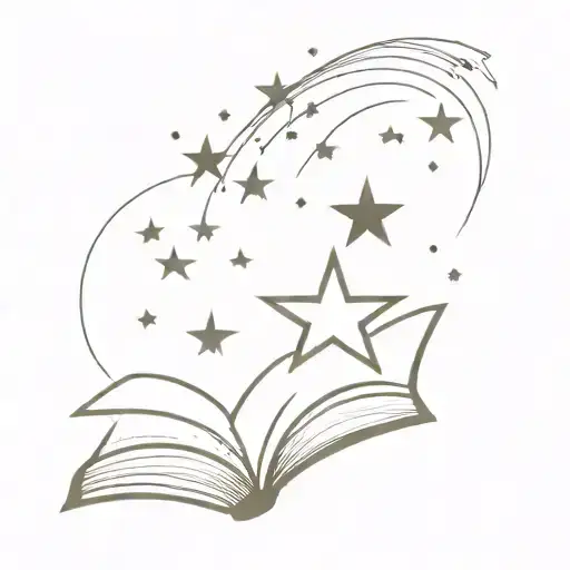 open book with star rain tattoo design idea