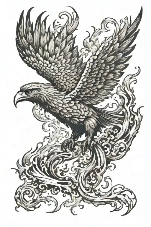 phoenix rising from flames tattoo design idea