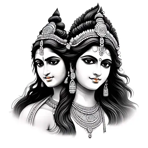 Shiva Parvati tattoo design idea