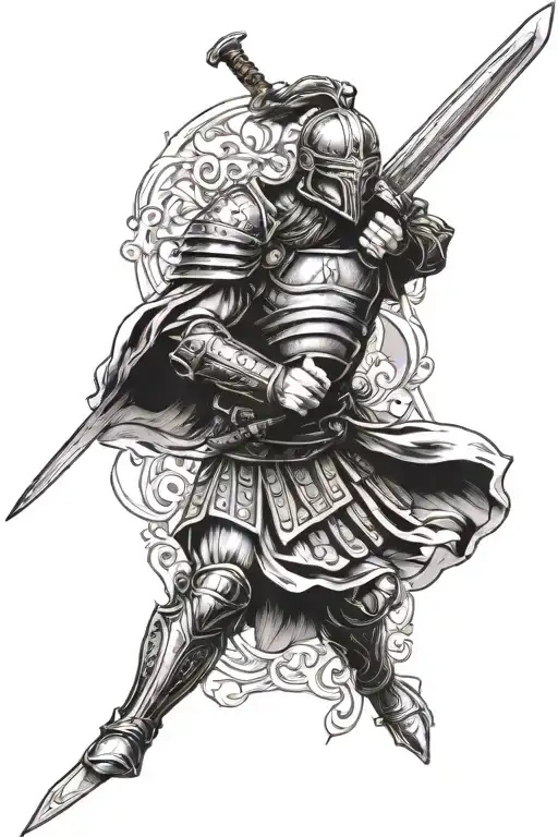 fore arm tattoo sleeve with warriors and knights, roman art style tattoo design idea