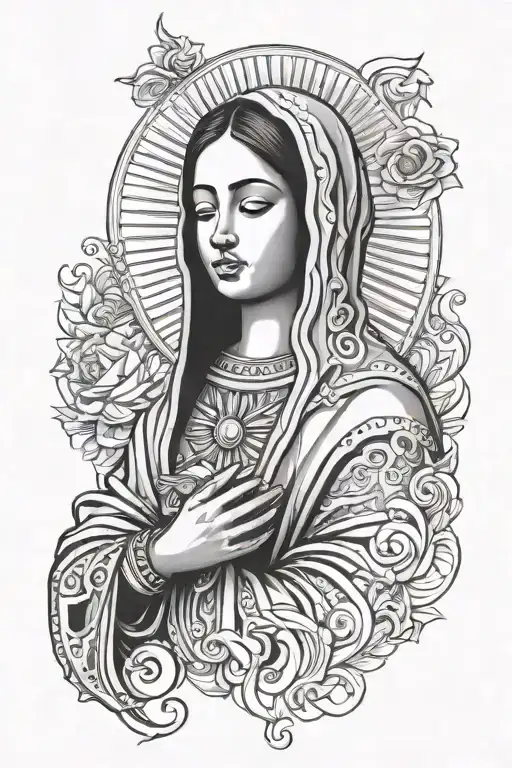 an idol of a virgin of guadalupe on a forearm tattoo tattoo design idea