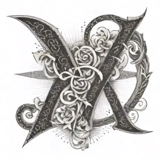 Create a tattoo that combines the initials of your wife Jacqueline with a symbol of your role as a slave, representing the balance between love and submission in your life tattoo design idea