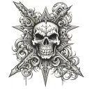 emo cross with skulls tattoo design idea