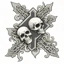 emo cross with skulls tattoo design idea