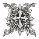 emo cross with skulls tattoo design idea