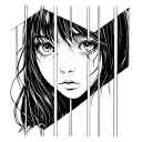 sad girl behind bars tattoo design idea