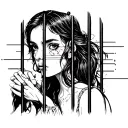 sad girl behind bars tattoo design idea