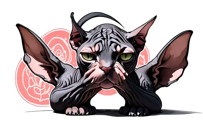 sphynx see no evil speak no evil tattoo design idea