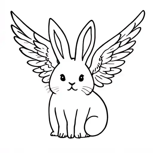 bunny with angel wings tattoo design idea