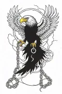 an eagle breaking chains with lightning in the background in the theme of momento mor tattoo design idea