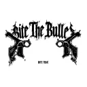 "Bite The Bullet" "Bite The Bullet" Blackwork Dark Lettering Calligraphy Chaotic Hardcore, Soft-Edge, High-Contrast Black Ink Expressive tattoo design idea