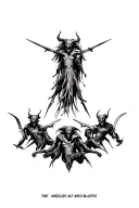 demons at war against Angeles tattoo design idea