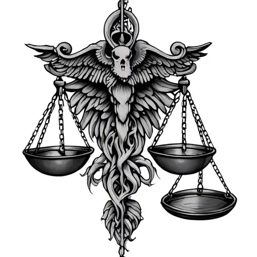 time heals all libra scales tattoo design idea