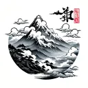 mountain and clouds in traditional Japanese style tattoo tattoo design idea
