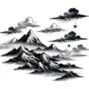 mountain and clouds in traditional Japanese style tattoo tattoo design idea