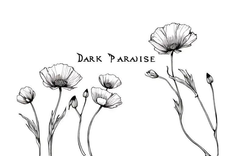 "Dark Paradise" opium poppies tattoo design idea