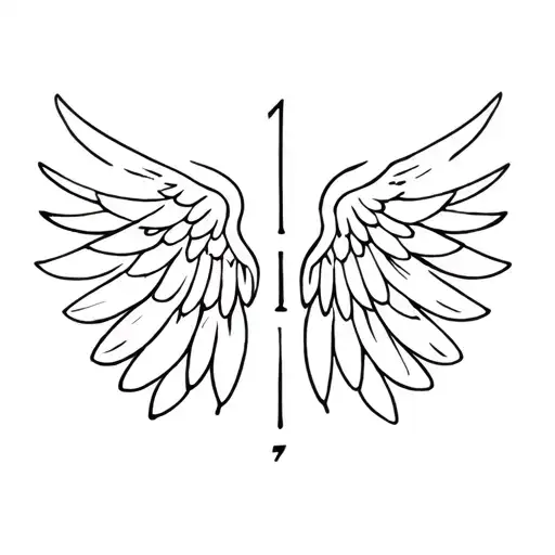 1111 numbers inside wings tattoo design idea