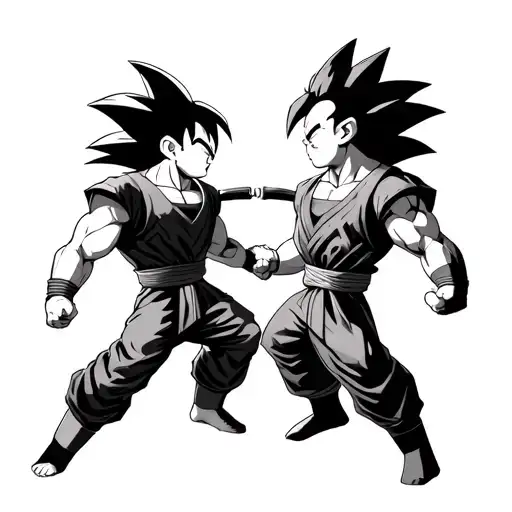 goku Vegeta facing off in battle tattoo design idea