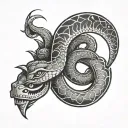 Moon and snake  tribe style black spine tattoo  tattoo design idea