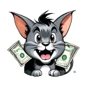 Tom and Jerry fusion with eyes and dollars tattoo design idea