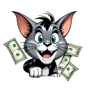 Tom and Jerry fusion with eyes and dollars tattoo design idea