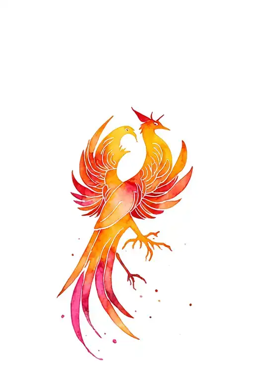 Fine Line Phoenix tattoo design idea