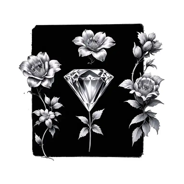 diamonds and flowers coming tattoo design idea