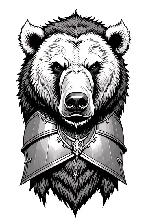viking armor with grizzly bear head tattoo design idea