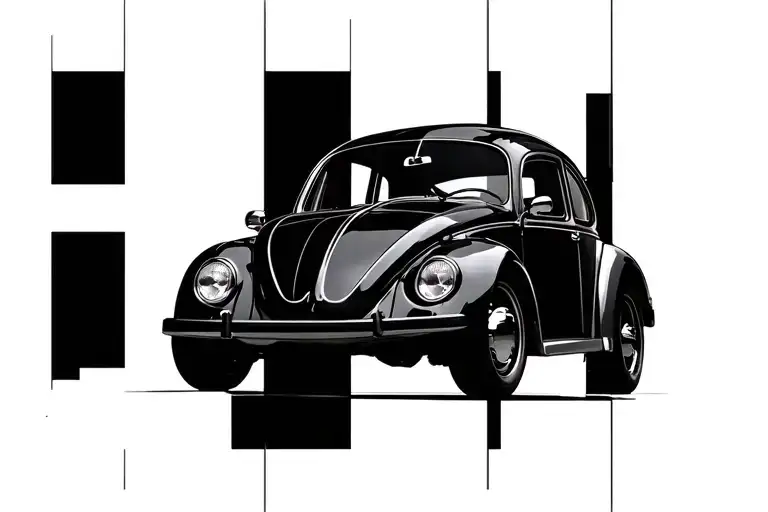 Volkswagen Beetle car drifting tattoo design idea