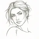 Simple small one-line tattoo of the outline of a girl warrior; warrior meets Lara Croft meets Ellie from The Last of Us tattoo design idea