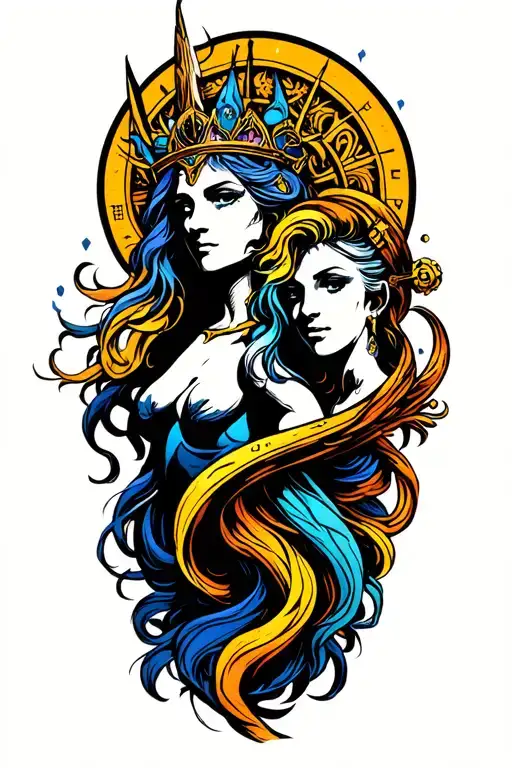 combine zodiac signs Gemini aquarius and Sagittarius  tattoo design idea