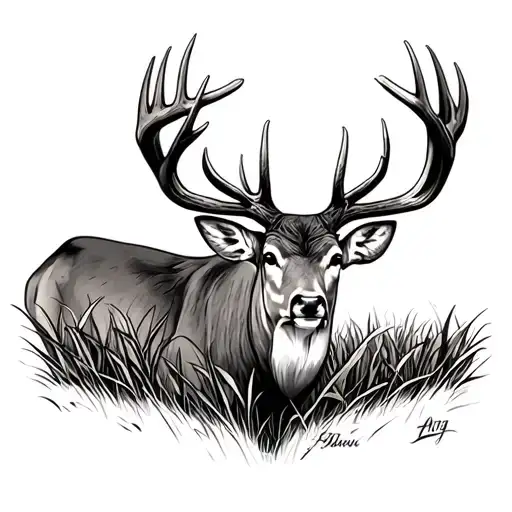 15 point buck starting in cut corn field tattoo design idea