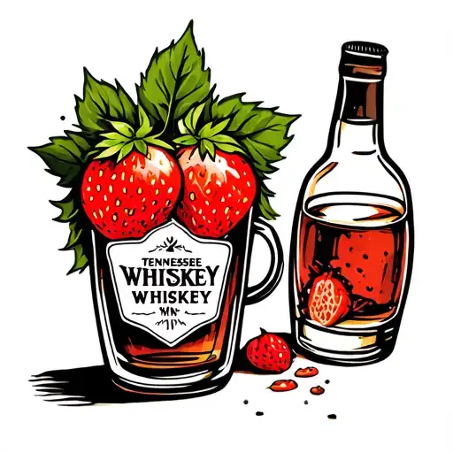 Tennessee whiskey strawberry wine tattoo design idea
