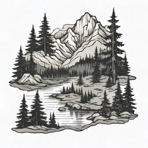wilderness scene inspired tattoo design idea